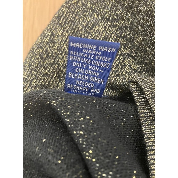 RARE‎ VTG Karen Scott Cardigan Sweater Black &Gold Metallic NYE NIGHT OUT PARTY - Picture 9 of 9